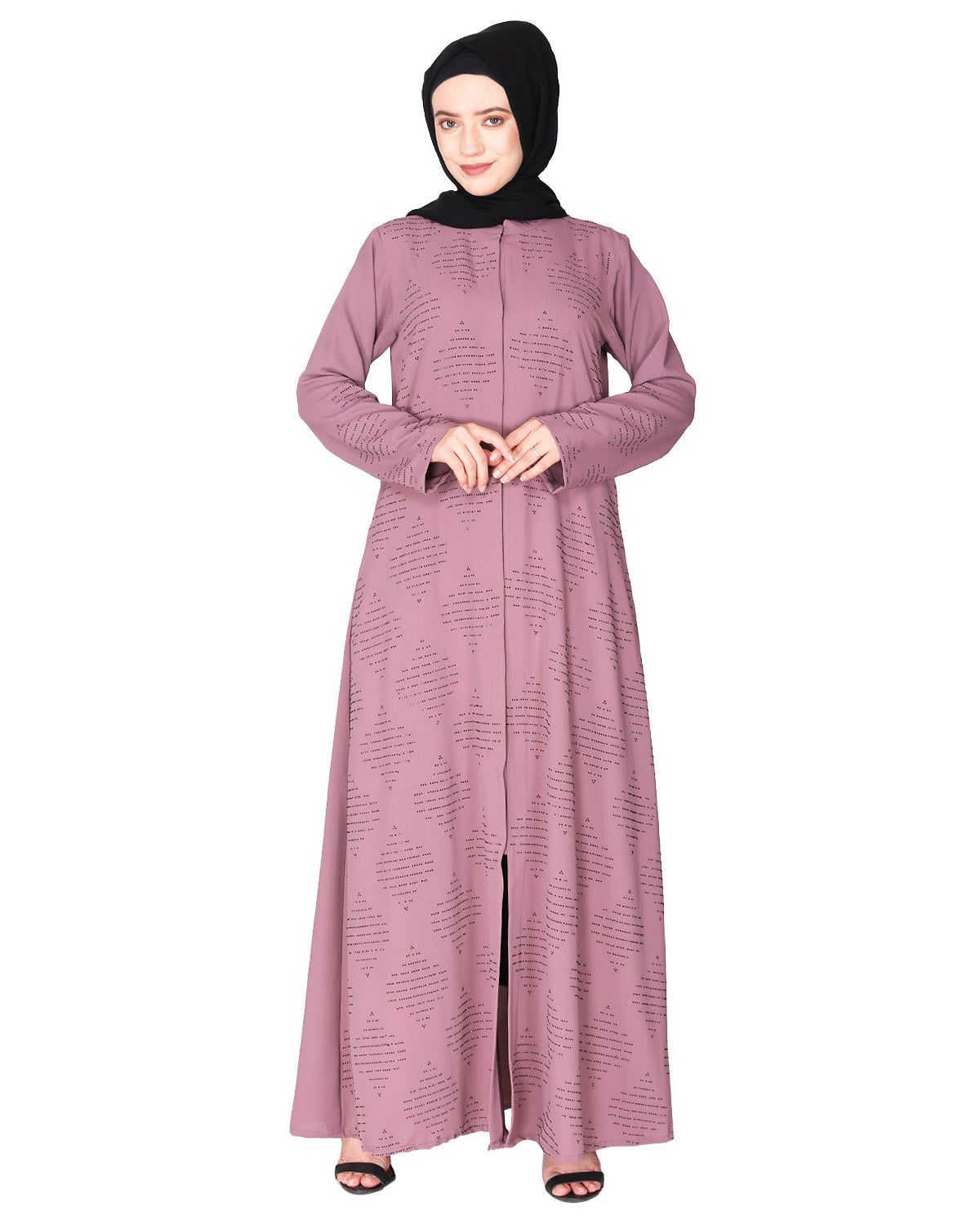 Sparkling Swarovski Crystal Stone Work abaya Dark Grey