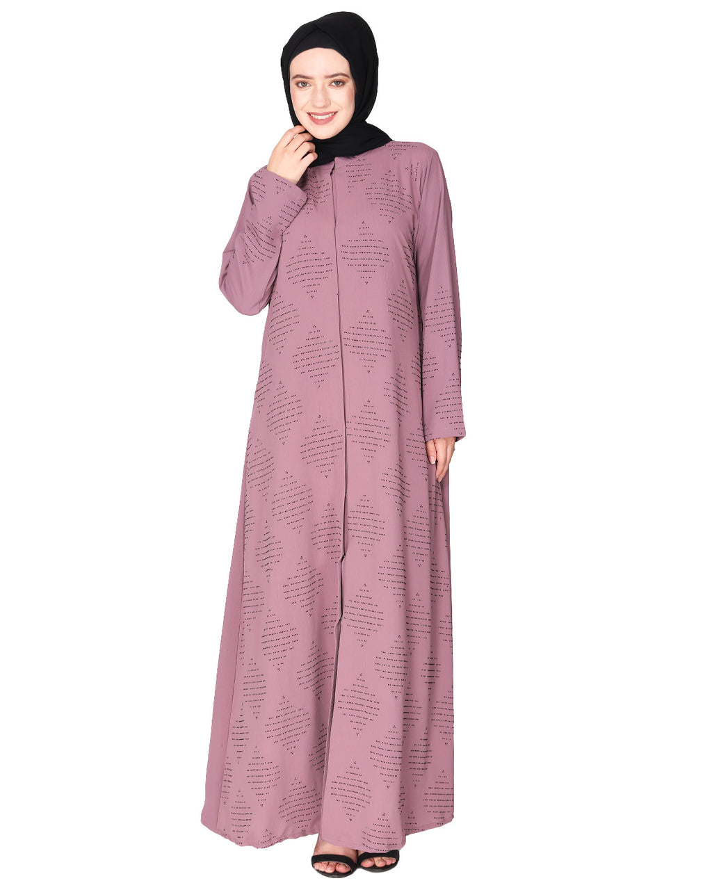 Sparkling Swarovski Crystal Stone Work abaya Dark Grey