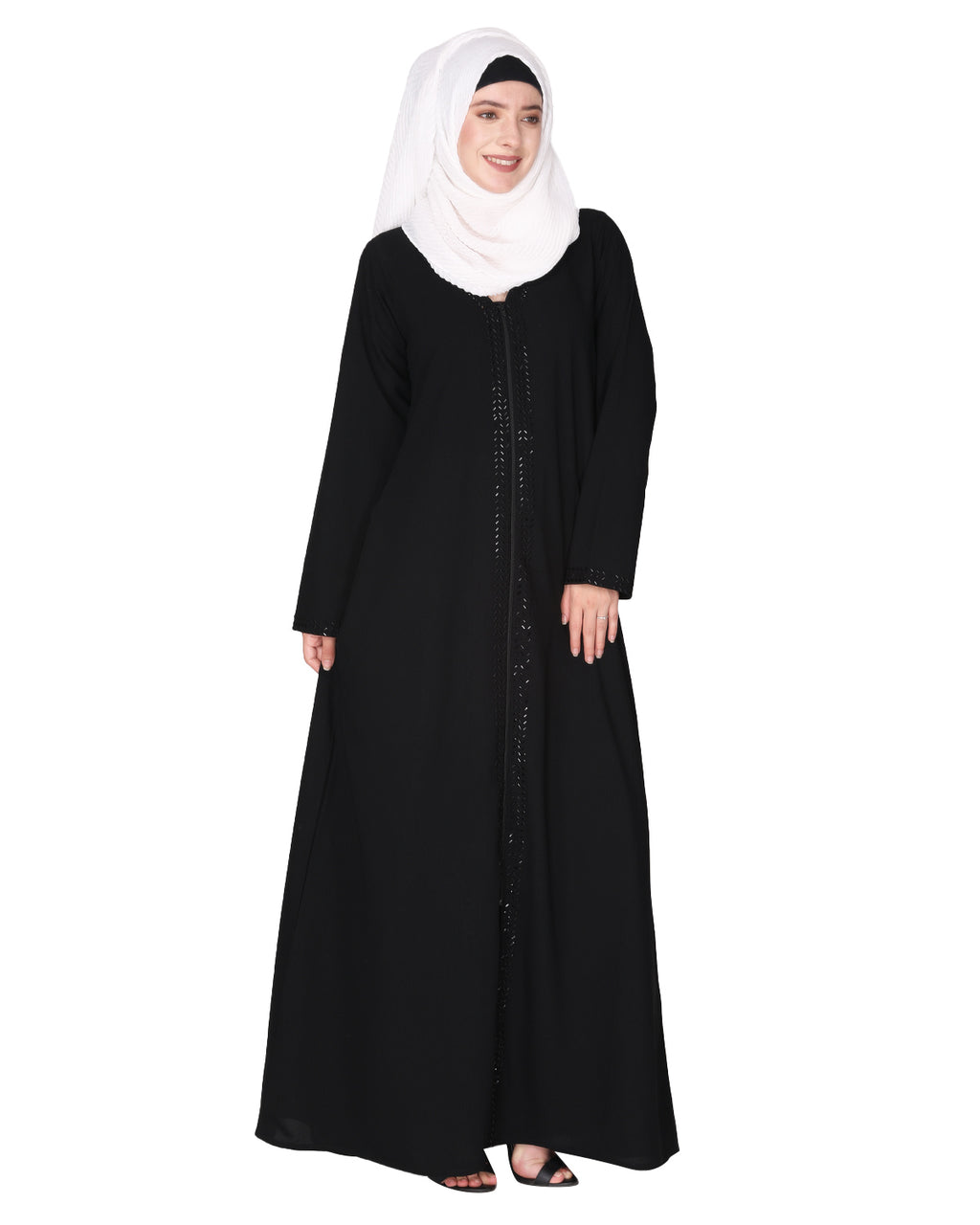 sparkling design Swarovski Crystal Stone Work abaya Black XS
