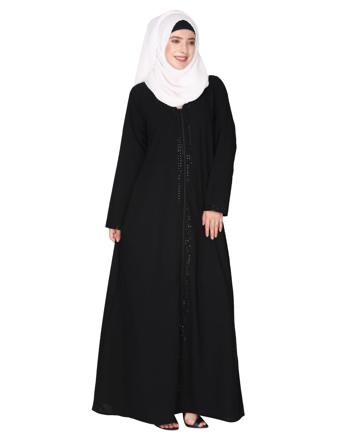 sparkling design Swarovski Crystal Stone Work abaya Black XS