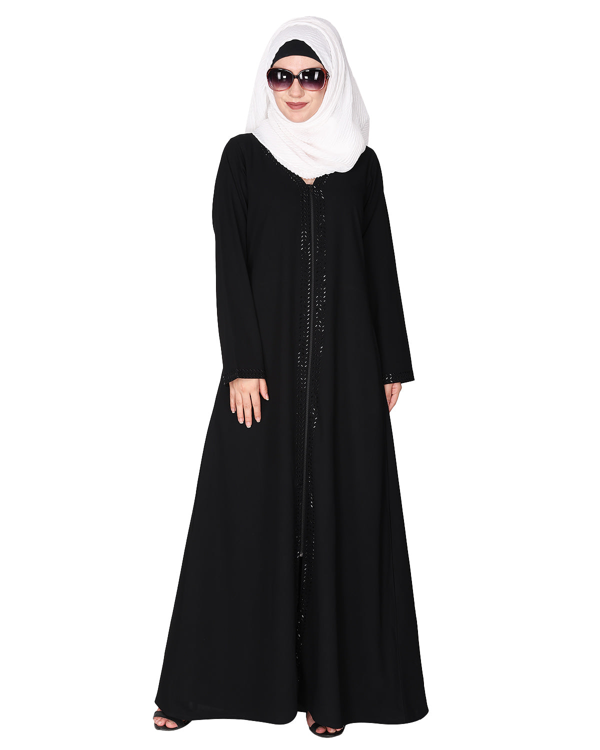 sparkling design Swarovski Crystal Stone Work abaya Black XS