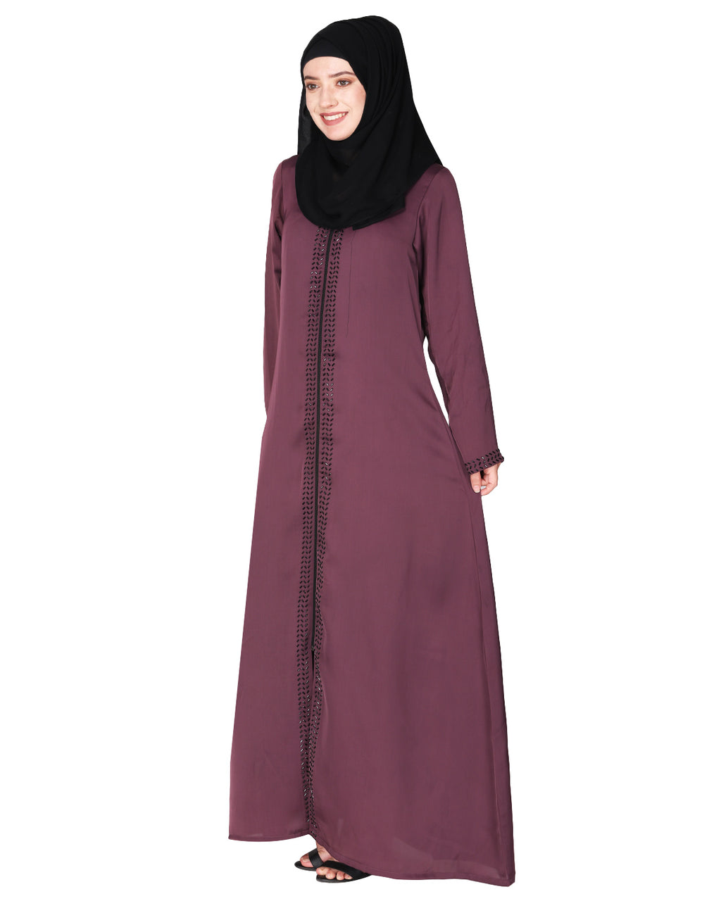 sparkling design Swarovski Crystal Stone Work abaya Purple XS