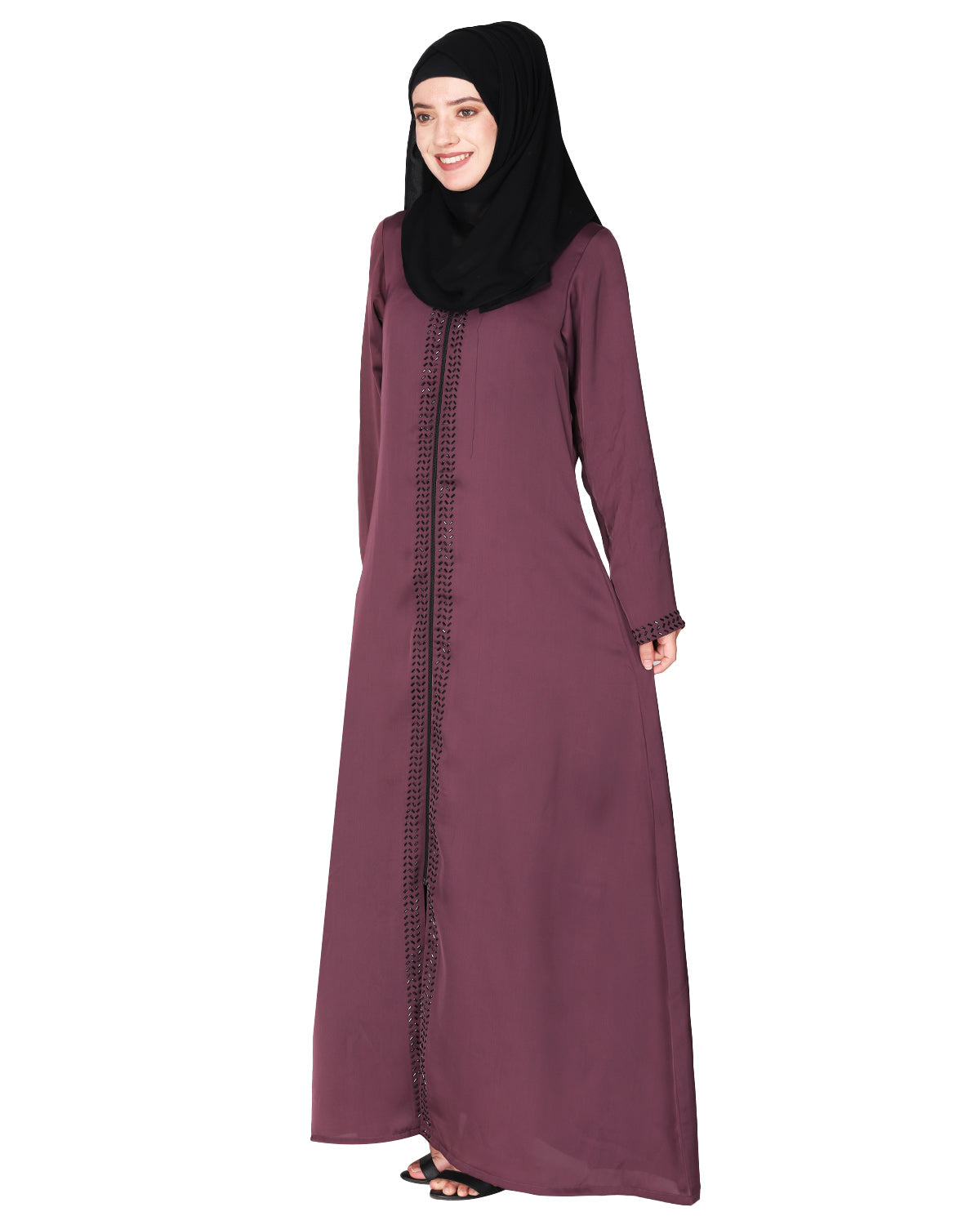 sparkling design Swarovski Crystal Stone Work abaya Purple XS