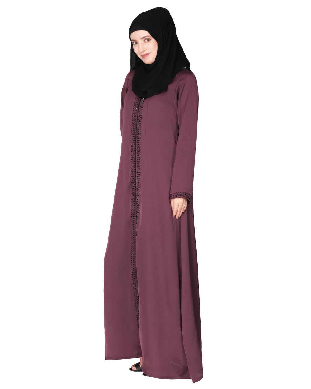 sparkling design Swarovski Crystal Stone Work abaya Purple XS