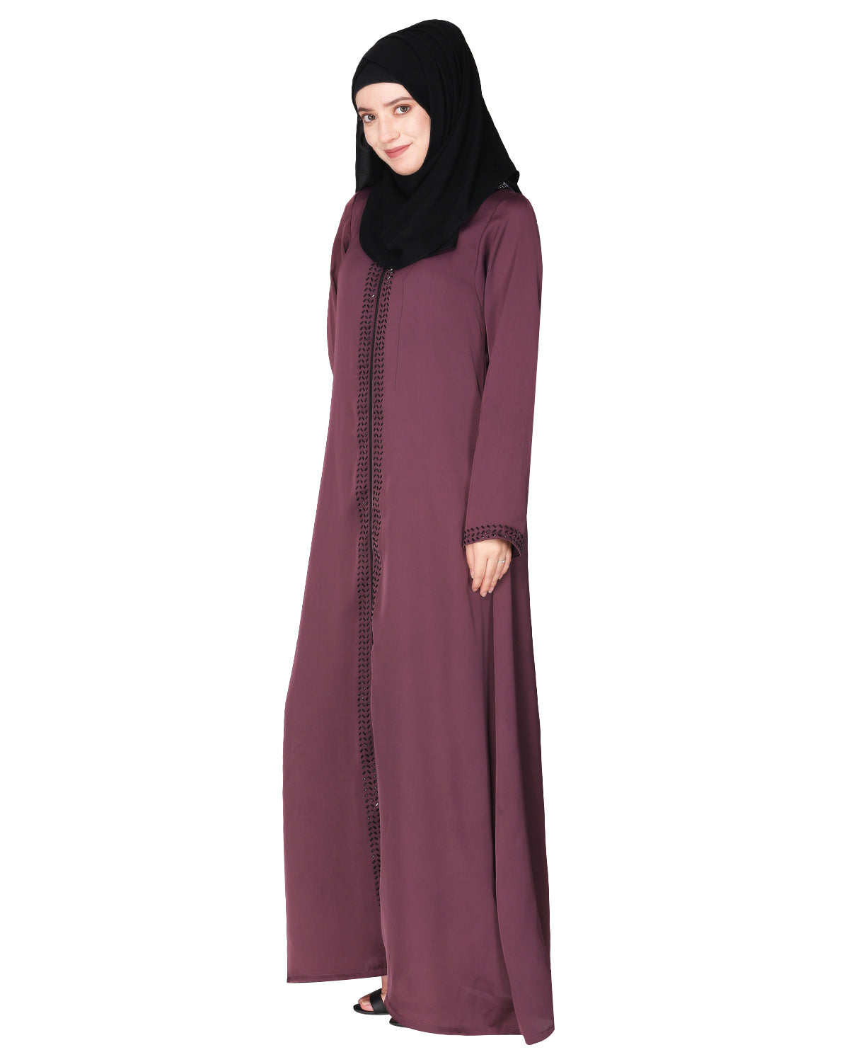 sparkling design Swarovski Crystal Stone Work abaya Purple XS