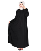 Distinguished Gathers Front Open black abaya Black