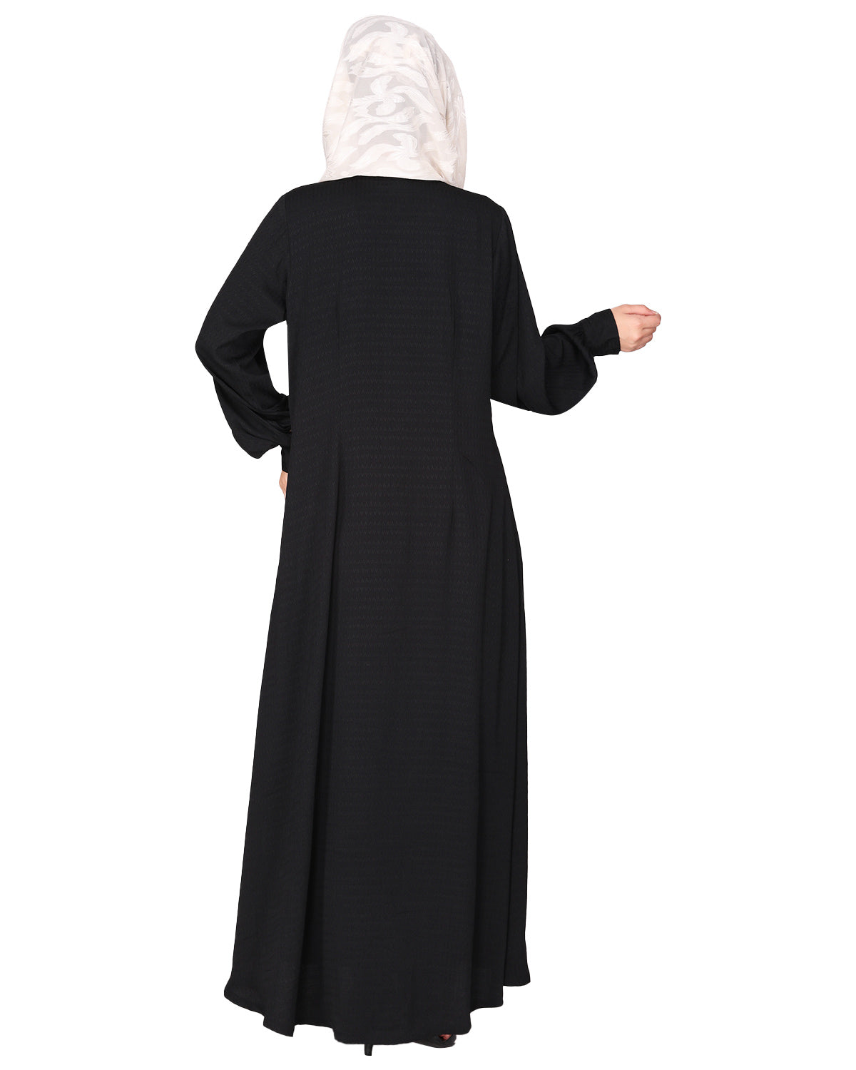 Distinguished Gathers Front Open black abaya Black