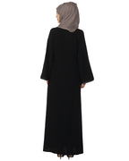 Black Abaya with Grey Thread Embroidery