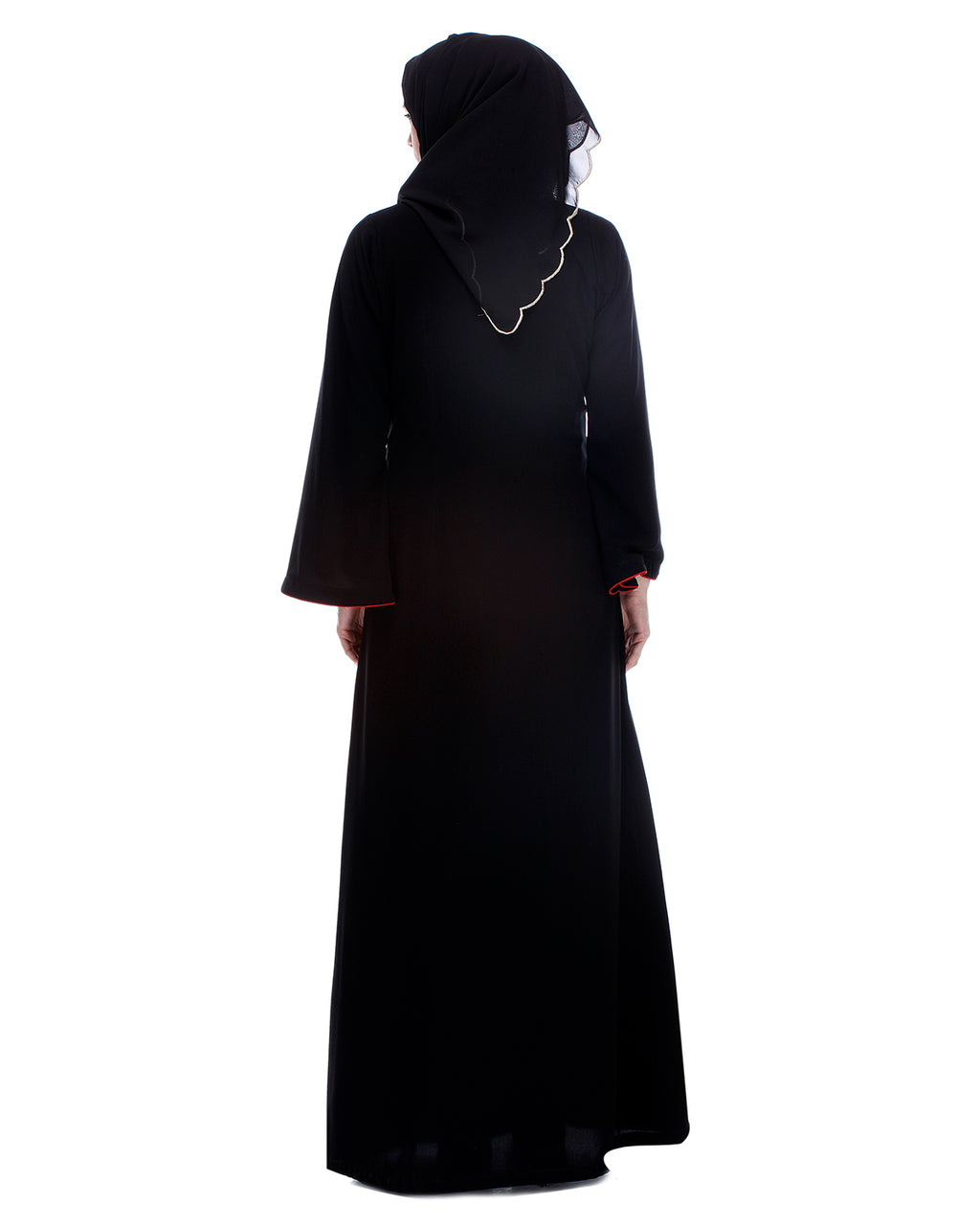 Black Abaya With Multi Coloured Thread Embroidery Black