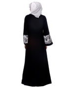 Black Abaya With Double Layer Laced Detailing