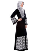 Black Abaya With Double Layer Laced Detailing