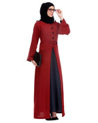 Maroon Abaya With Black Detailing Maroon
