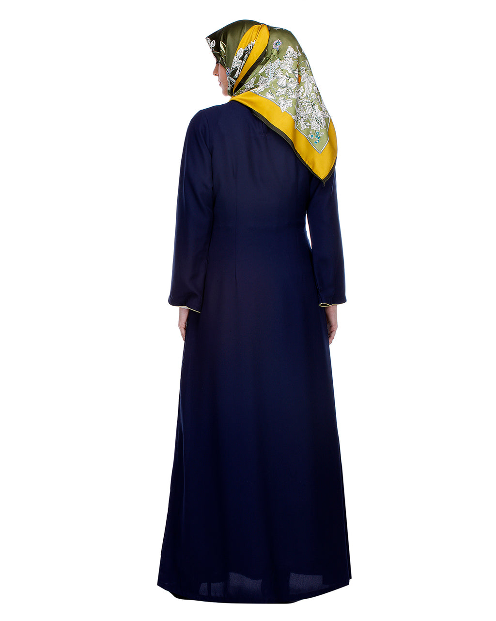 Overlapping Jacket Styled Yoke Blue Abaya Blue