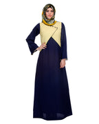 Overlapping Jacket Styled Yoke Blue Abaya Blue