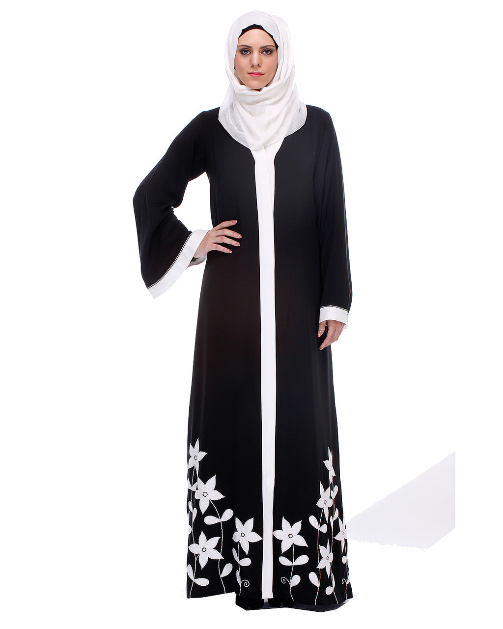 Abaya With Applique Embroidery Black XS