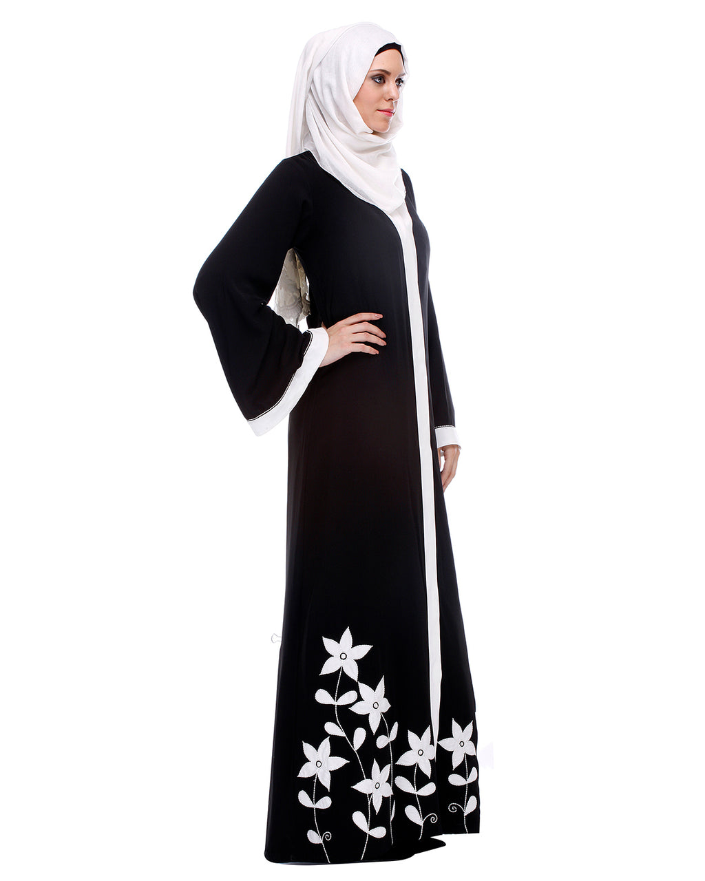 Abaya With Applique Embroidery Black XS