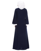 Abaya With Applique Embroidery Blue XS