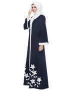 Abaya With Applique Embroidery Blue XS