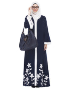 Abaya With Applique Embroidery Blue