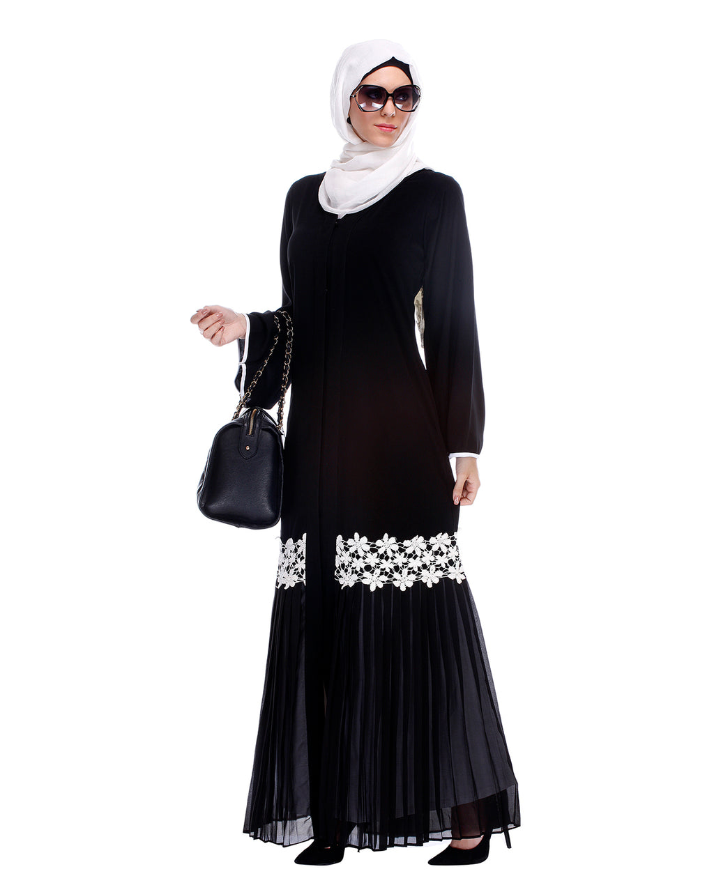Black Pleated Abaya Black