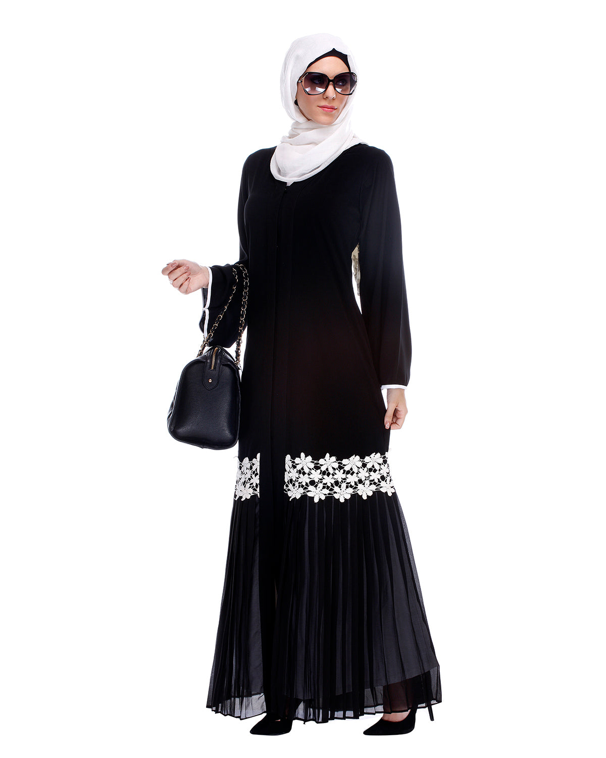 Black Pleated Abaya Black