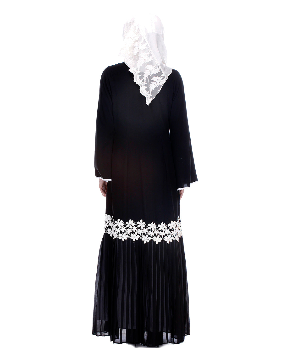 Black Pleated Abaya Black