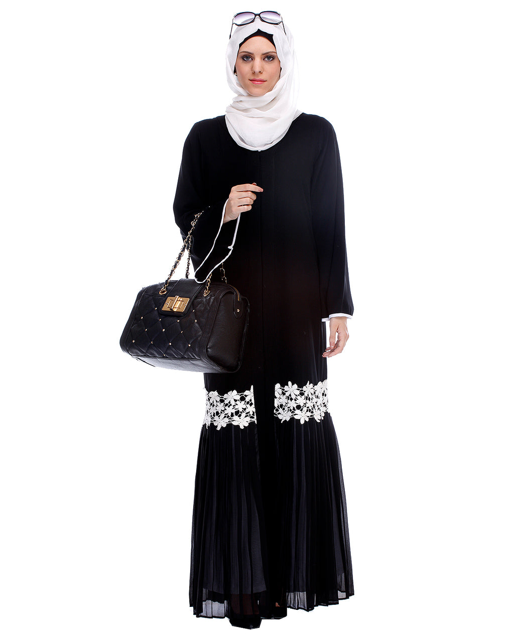 Black Pleated Abaya Black