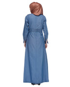 Light Blue Collared Denim Abaya Light Blue