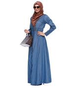 Light Blue Collared Denim Abaya Light Blue