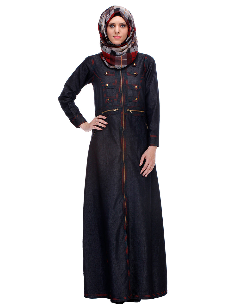 Black Denim Abaya Black