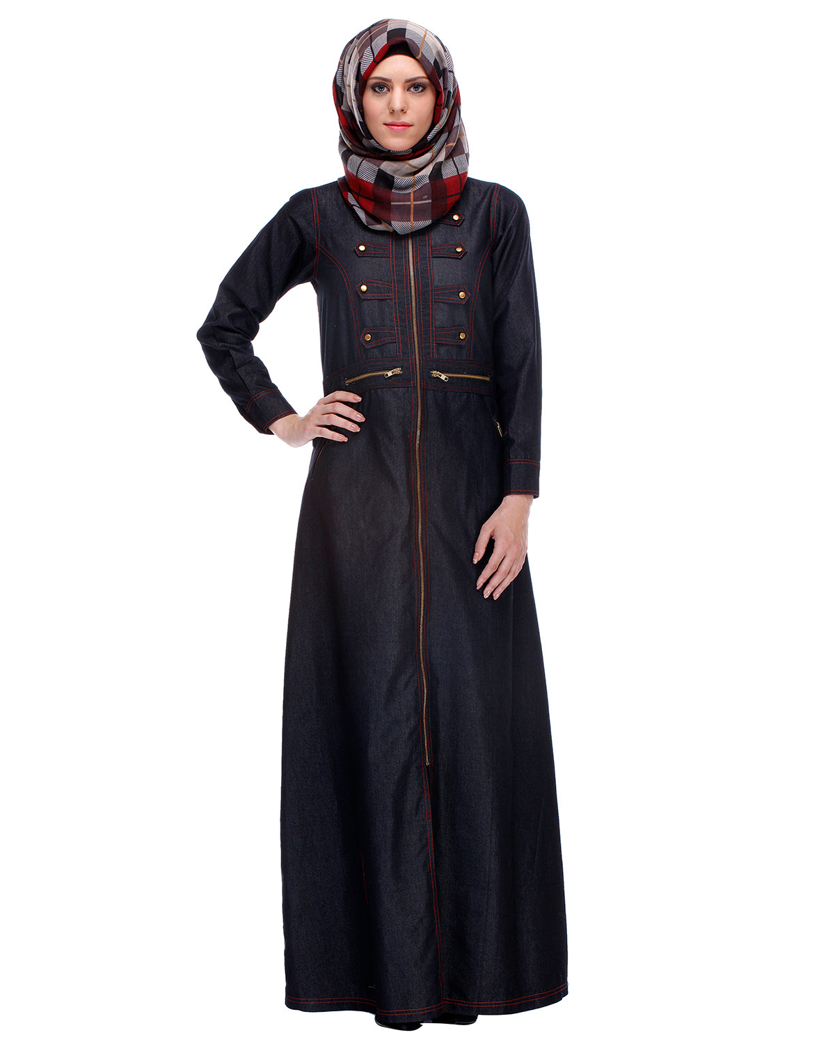 Black Denim Abaya Black
