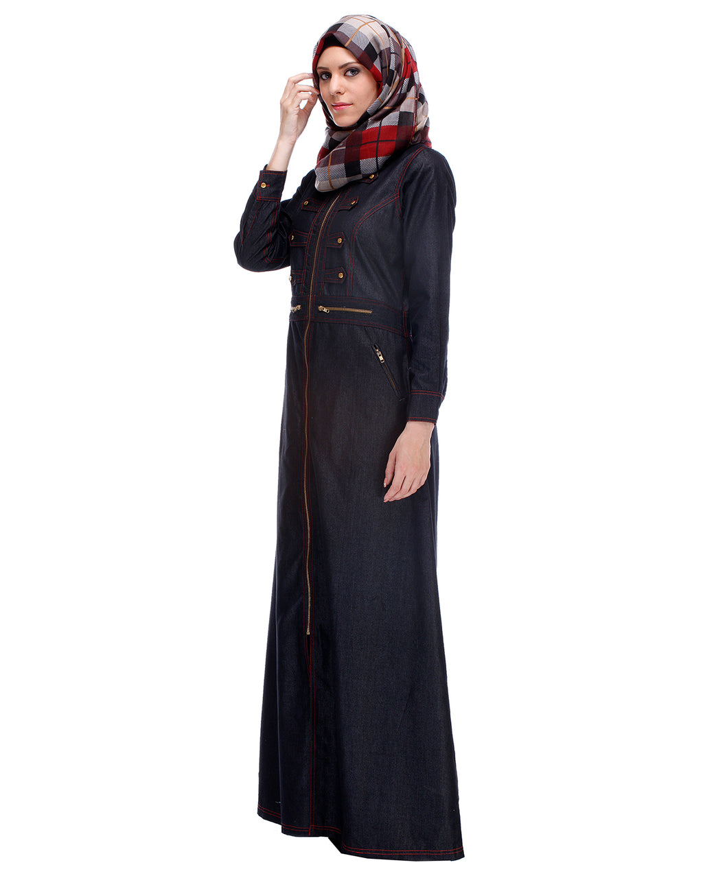 Black Denim Abaya Black