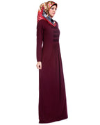 Pintuck Jersey Abaya Dark Maroon L