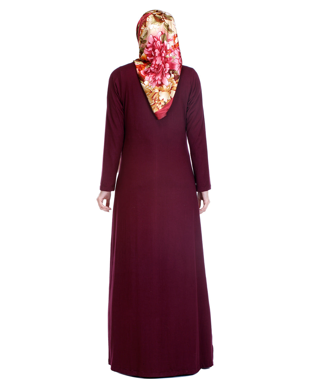 Pintuck Jersey Abaya Dark Maroon L