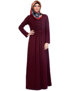 Pintuck Jersey Abaya Dark Maroon L