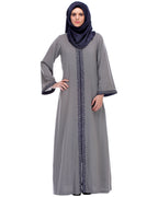 Abaya With Embroidery Grey