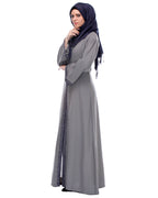 Abaya With Embroidery Grey