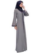 Abaya With Embroidery Grey