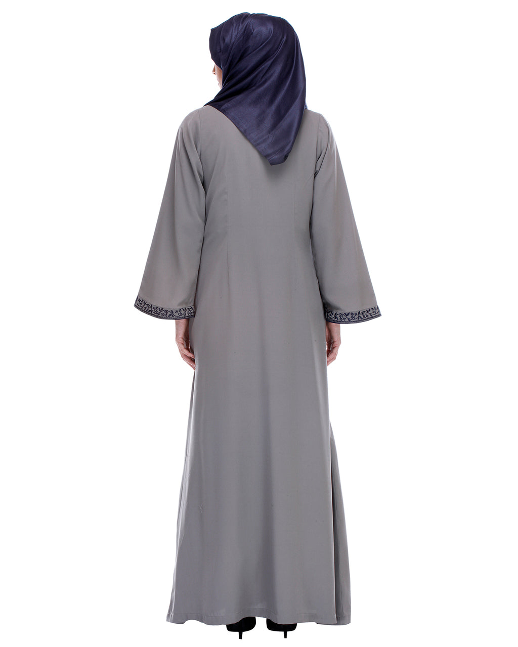 Abaya With Embroidery Grey