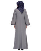 Abaya With Embroidery Grey