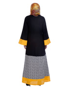 Black Abaya With Yellow Border Black