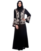 Black Abaya With Net Embroidered Sleeves Black