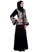 Black Abaya With Net Embroidered Sleeves Black