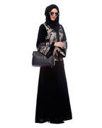 Black Abaya With Net Embroidered Sleeves Black
