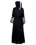 Black Abaya With Net Embroidered Sleeves Black
