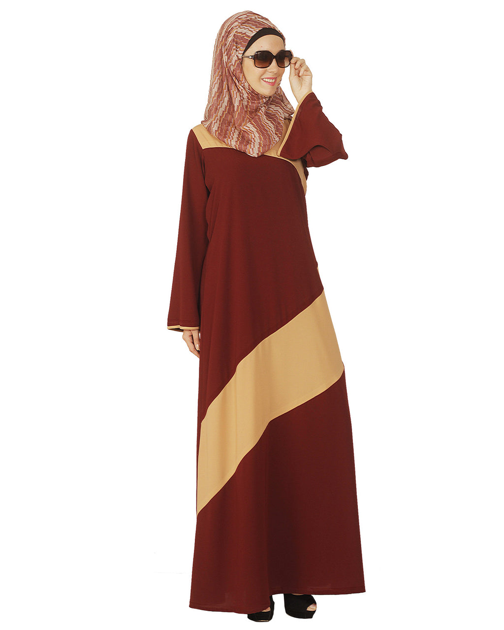 Simple Maroon and Abaya Beige