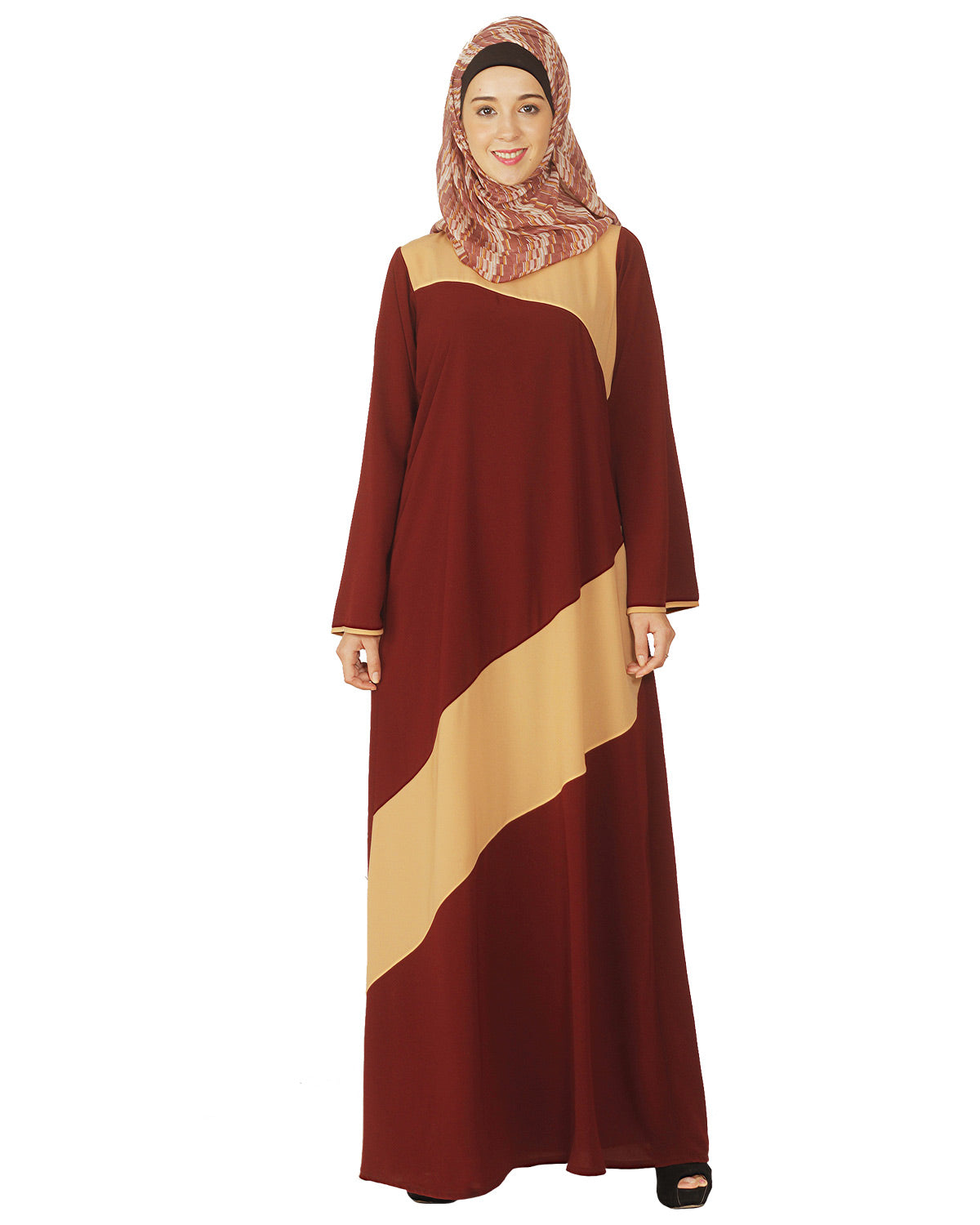 Simple Maroon and Abaya Beige