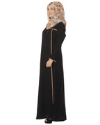 Classic Black Abaya with Beige Detailing Black