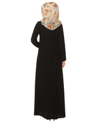 Classic Black Abaya with Beige Detailing Black