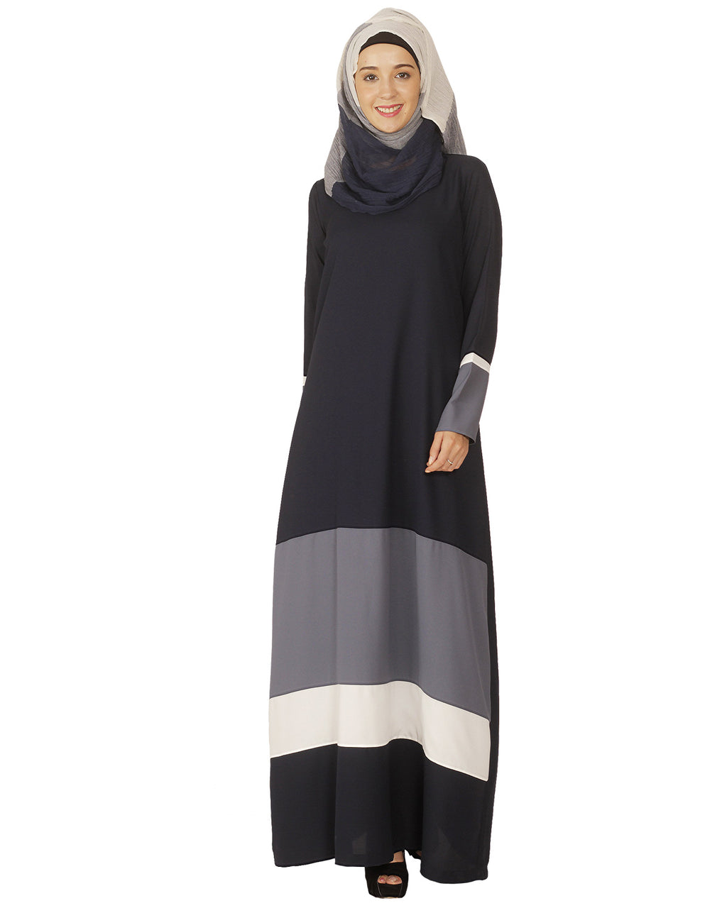 Colour Block Abaya Blue